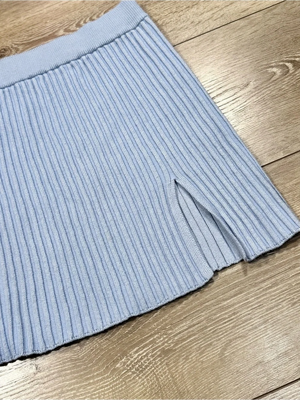 L.A Hearts Pacsun Baby Blue Ribbed Knit Mini Skirt